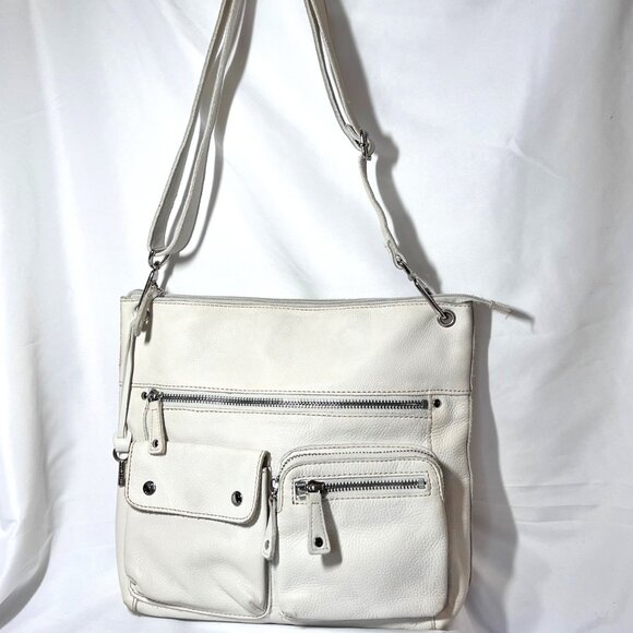 Fossil Handbags - Fossil Leather Shoulder Purse/Crossbody-ZB2343-White/Bone-Silver Hardware-Roomy